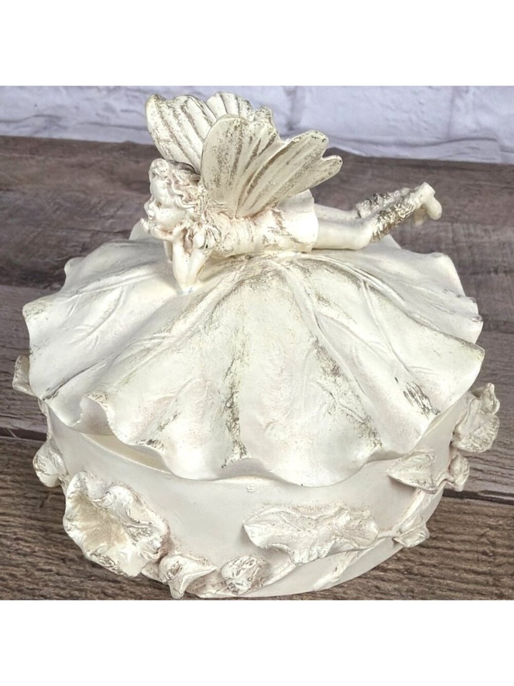 VTG 1990s Fairy Daisy 3D Ivory Resin Set Picture Photo Frame Lidded Trinket Box - Picture 4 of 15